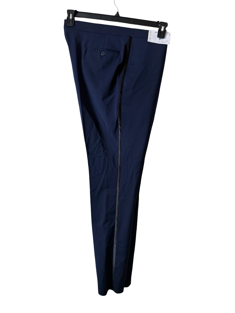 TRE VERO Navy Tuxedo Dress Pants Wool Blend Modern Straight SZ 42 R New Unhemmed
